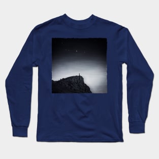 existence - man on barren rock at night Long Sleeve T-Shirt